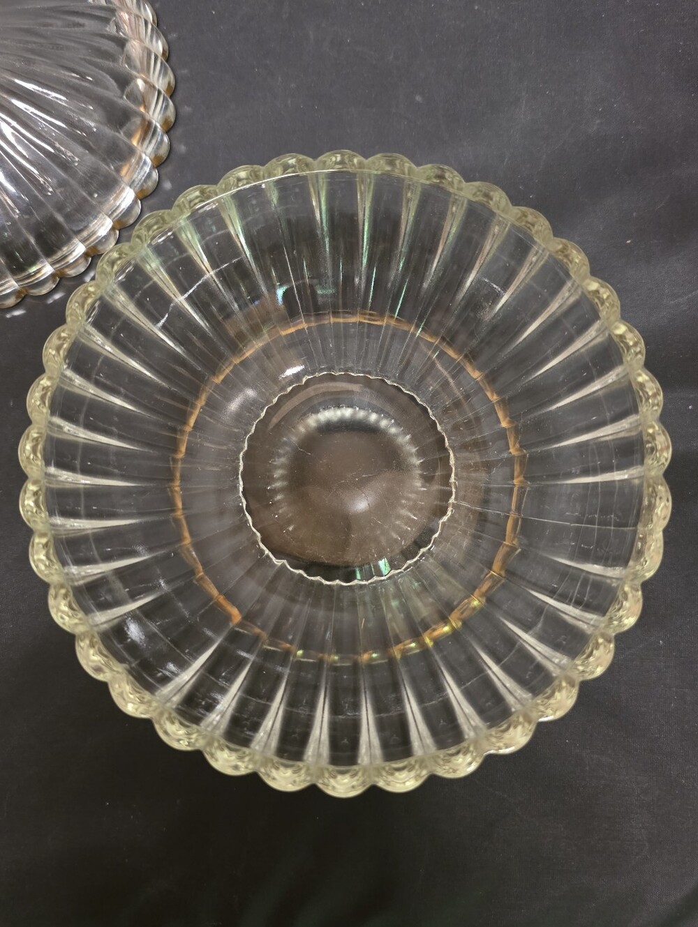 Vintage Jeannette Glass National Covered Candy Nut Dish Gold Trim 1950s MCM - Picture 3 of 6